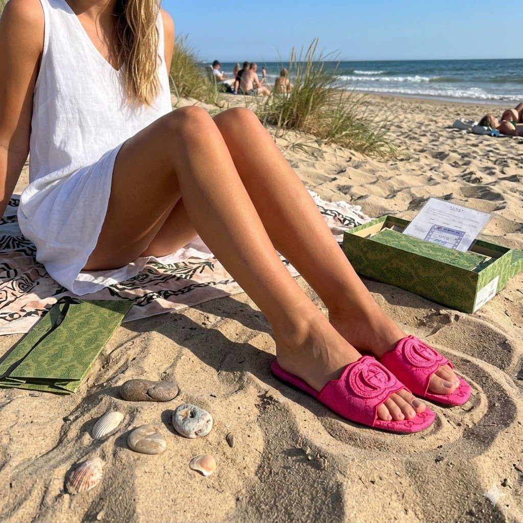 G canvas pink gucci slides